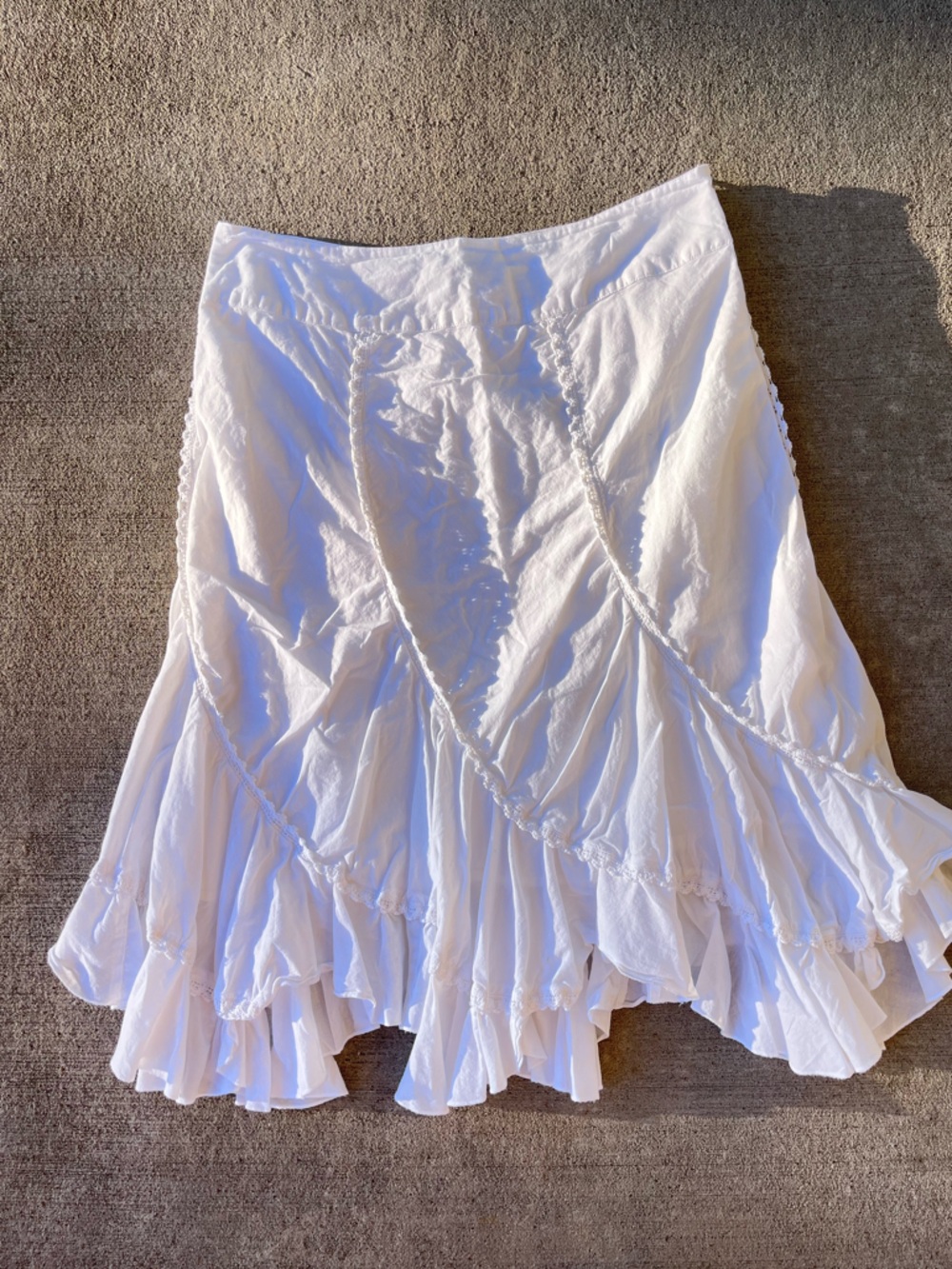 ANA boho white embroidered boho ditsy floral mid skirt coquette cottagecore